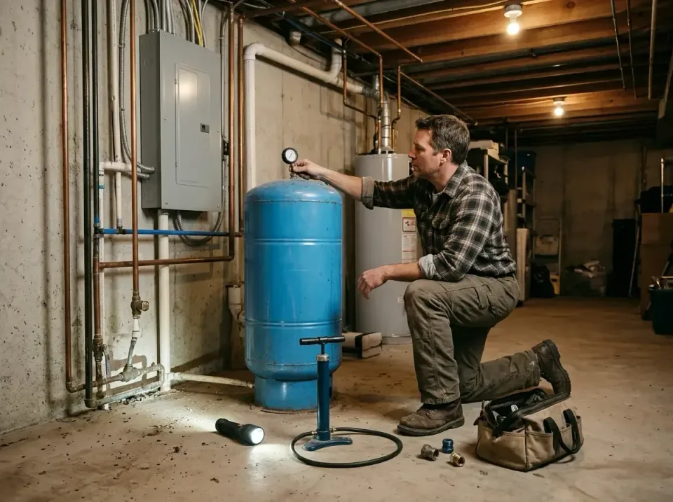 Plumber — Basement — Plumber, Pressure Tank, Water Heater, Basement, Low Water Pressure Repair